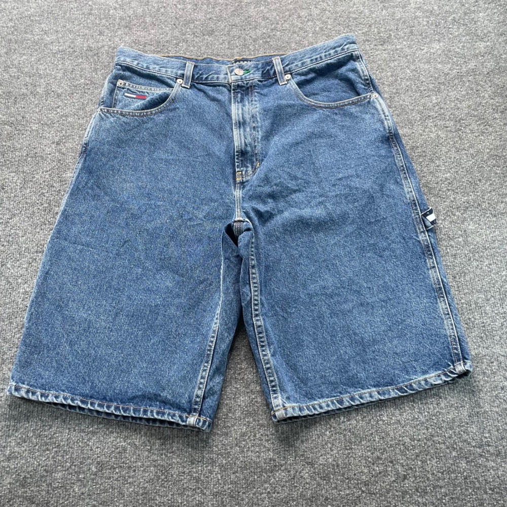 Tommy Hilfiger Carpenter Shorts Mens 35 Blue Denim Vintage Tommy Jeans Utility